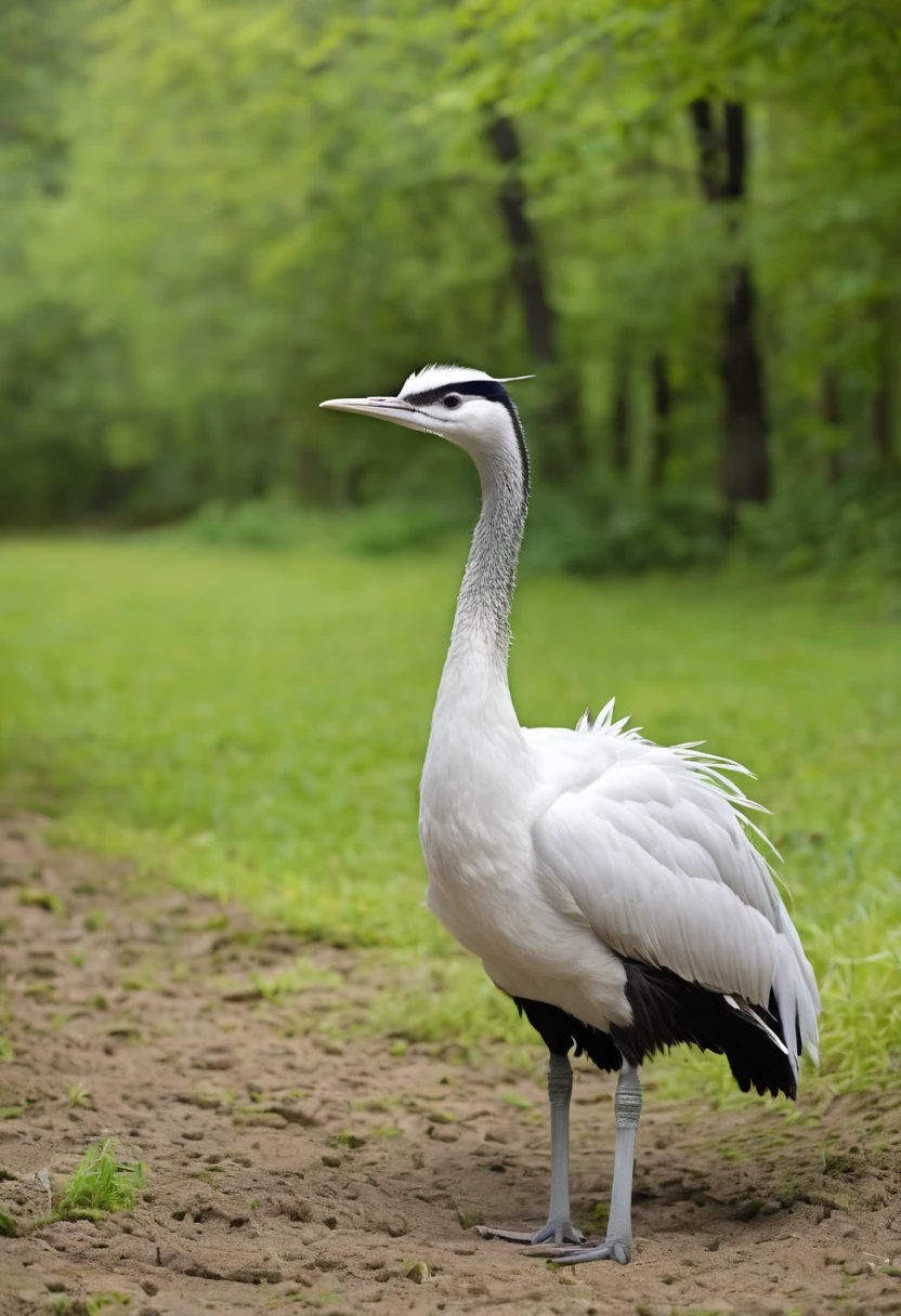 The animal Cygnus olor with a safety helmet and green inspector's vest