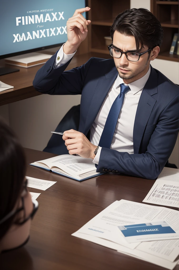 create an image of a serious and persuasive finance book cover, with the author's name: Lucas Gabriel and the book's name: FinanMax.