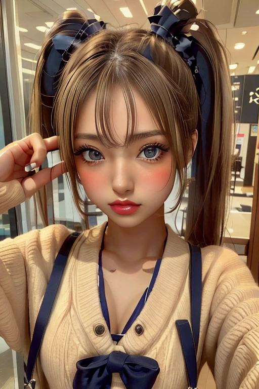 one girl, uniform、Beautiful breasts、 Brown eyes, ((Twin tails)) blonde, girl, (Eye and facial details:1.0), break, (masterpiece, Highest quality, Very detailed, Detailed face, 8k)、Outdoor