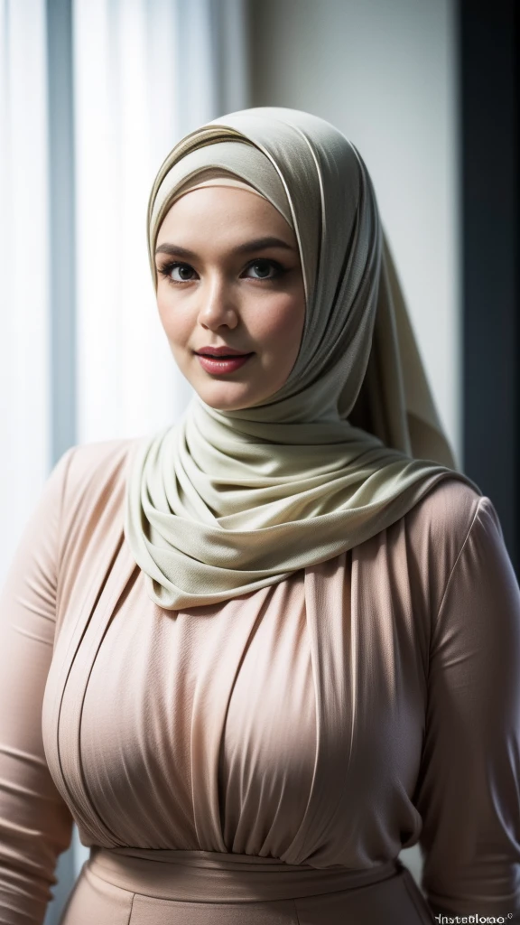 (best quality,4k,8k,highres,masterpiece:1.2),ultra-detailed,(realistic,photorealistic,7), portraits, beautiful hijabis milf completely nude, busty white skin, perfect body, hourglass figure, detailed face, mesmerizing eyes, luscious lips, long eyelashes, sexy, stylish hijab, natural lighting, vibrant colors, huge breasts, curvy body smug