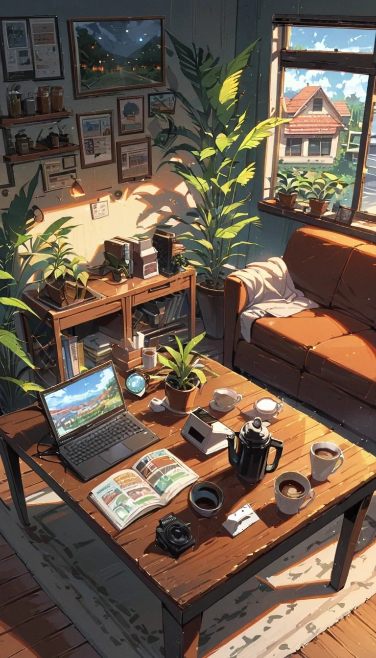 ((anime:1.4,illustration)),(masterpiece, top quality, best quality),(ultra-detailed, absolutely resolution),((16k, high res)), (((cafe, house plant, morning sky, book, coffee table, sofa)) ((cozy lofi illustration:1.4)), ((anime:1.4, illustration)),(masterpiece, top quality, best quality),(ultra-detailed, absolutely resolution),((16k, high res)) BREAK {lofi art, style of Laurie Greasley, style of Makoto Shinkai, anime aesthetic}, BREAK { (produces images with information than 40 million pixels with cinematic-like detailed textures shot on a Sony SLR).}