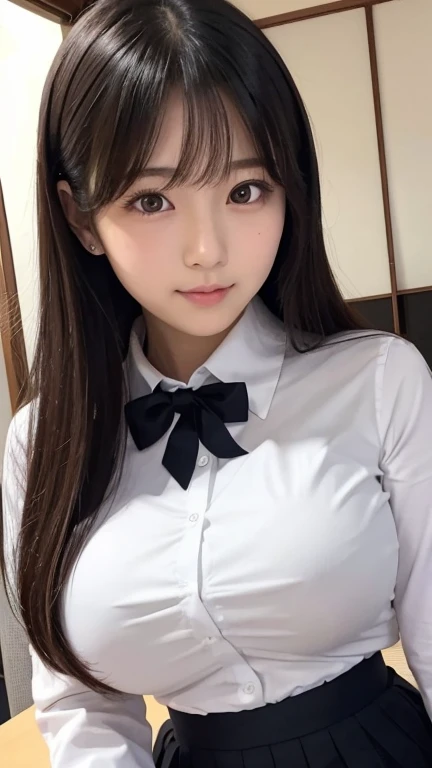 Japanese women,Big Breasts,high school girl,uniform,White blouse,Black Skirt,sexy