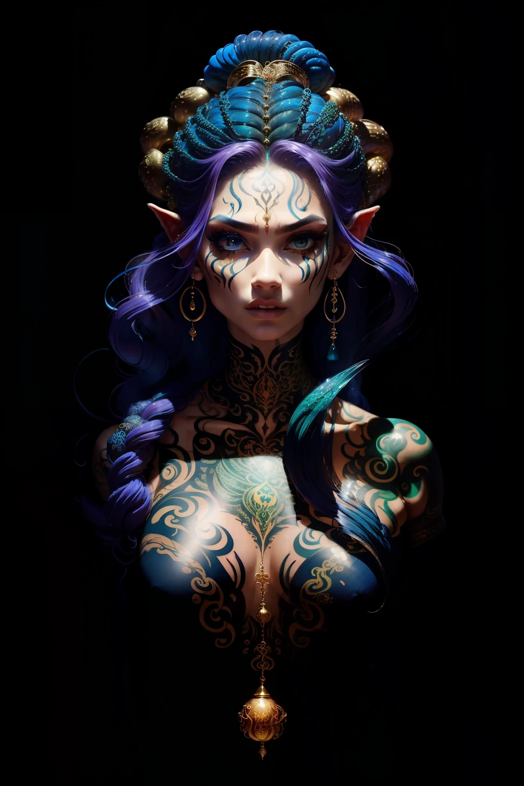 Medusa Bust Tattoo: A captivating piece of body art, this tattoo beautifully portrays the mythological figure of Medusa. The serpentine hair atop her head, each snake poised and ready to strike, is a testament to her legendary wrath. The jellyfish that replaces her traditional head is not just a mere replacement but a unique twist, smoke wafting out of its bell, replacing the traditional aura of fear with an intriguing allure. The jellyfish itself, holding a leek in one of its tentacles, adds a humorous touch to the otherwise intimidating image. The tattoo is meticulously detailed, showcasing the scales on the ser