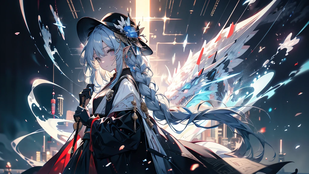 girl,Diamond Dragon Horn,Crystalline hair,由欧泊石构成of双手,镜子一般of风衣,Milky white dragon tail,madman,Crystal Dragon,Elf ears,Sanhua,alchemy,Sea Monster,Holy See,Chiquita, 巨大of乳房乳沟,Poor milk quality,,白发红Eye,Smooth skin,,As weak as a kitten,精美of, 很cute,Beautiful,病态of,cute,虚弱of,贞洁of,幼稚of,Small and beautiful,The Wind of the Future,change,White headphones,Equipped with white unknown instrument,Dark blue lines extending to the hands and neck,Black sneakers,Black leggings,Black Gloves,Leg ring,Ribbon,Grey shirt,A black trench coat,Black cowboy hat,abyss,周围有未知of怪物,Bone,Tentacles,Eye,shell,Fluorescence,Middle School and Primary School,Deep Sea Hunter,The bloody scene,十几岁ofgirl, 巨大of乳房乳沟,,Black sweatpants,Black sweatshirt,Black bag,深褐色of头发,红Eye睛,阴暗of,生病of,madman,Smiling,The bloody scene,Bone匕首,White sneakers,of,kill,Violence,Angiotensin converting enzyme,Sissy,,cute,As weak as a kitten,Middle School and Primary School,City,The Wind of the Future,artwork,masterpiece,mystery。白头发ofgirl。Detailed background。近未来のサイバースーツを着た白头发ofgirlが戦闘体勢に入っているシーン。背后是未来City和霓虹灯of全息图.。
