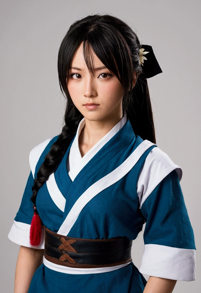 A character pictured like in an anime. She is a fighter, but wears traditional clothes. She's from the anime the apothecary diaries 
