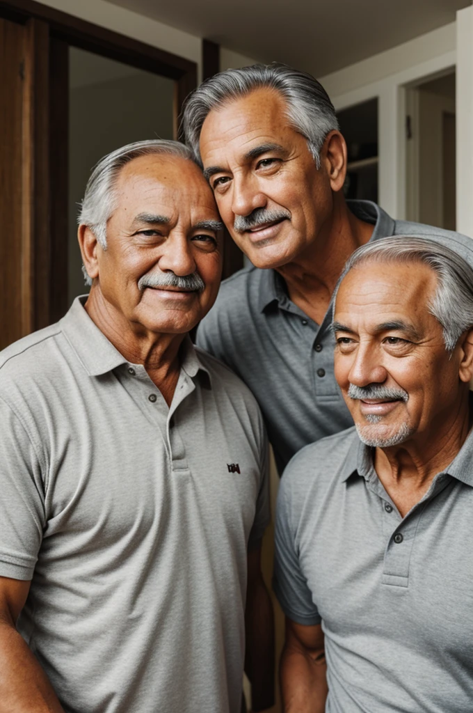 Tan dog and gray-haired grandfather