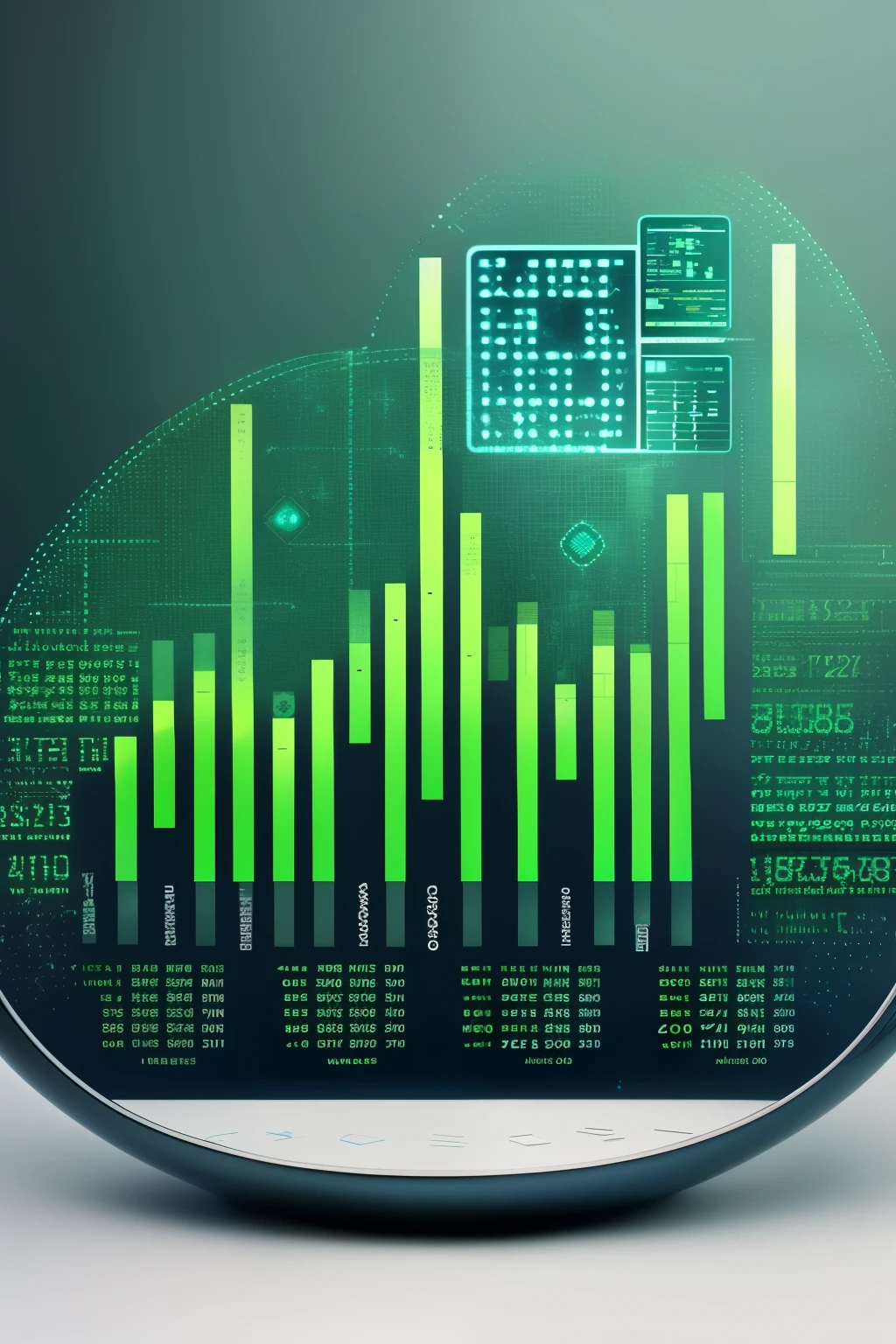 In this modern and captivating image, the concept of smart investments is beautifully depicted. The focal point is a sleek, high-tech table designed like a financial dashboard, complete with holographic Moedas and dynamic bottom-up charts representing growth trends. Surrounding this central hub are money pots, each nestling a sprouted plant symbolizing theReturn on Investment, or ROI, growing steadily.

The color palette intentionally leans towards shades of green and blue, embodying prosperity, stability, and confidence. The background features abstract patterns that mimic the circuitry of advanced technology, further strengthening the financial-tech fusion.

A clever visual