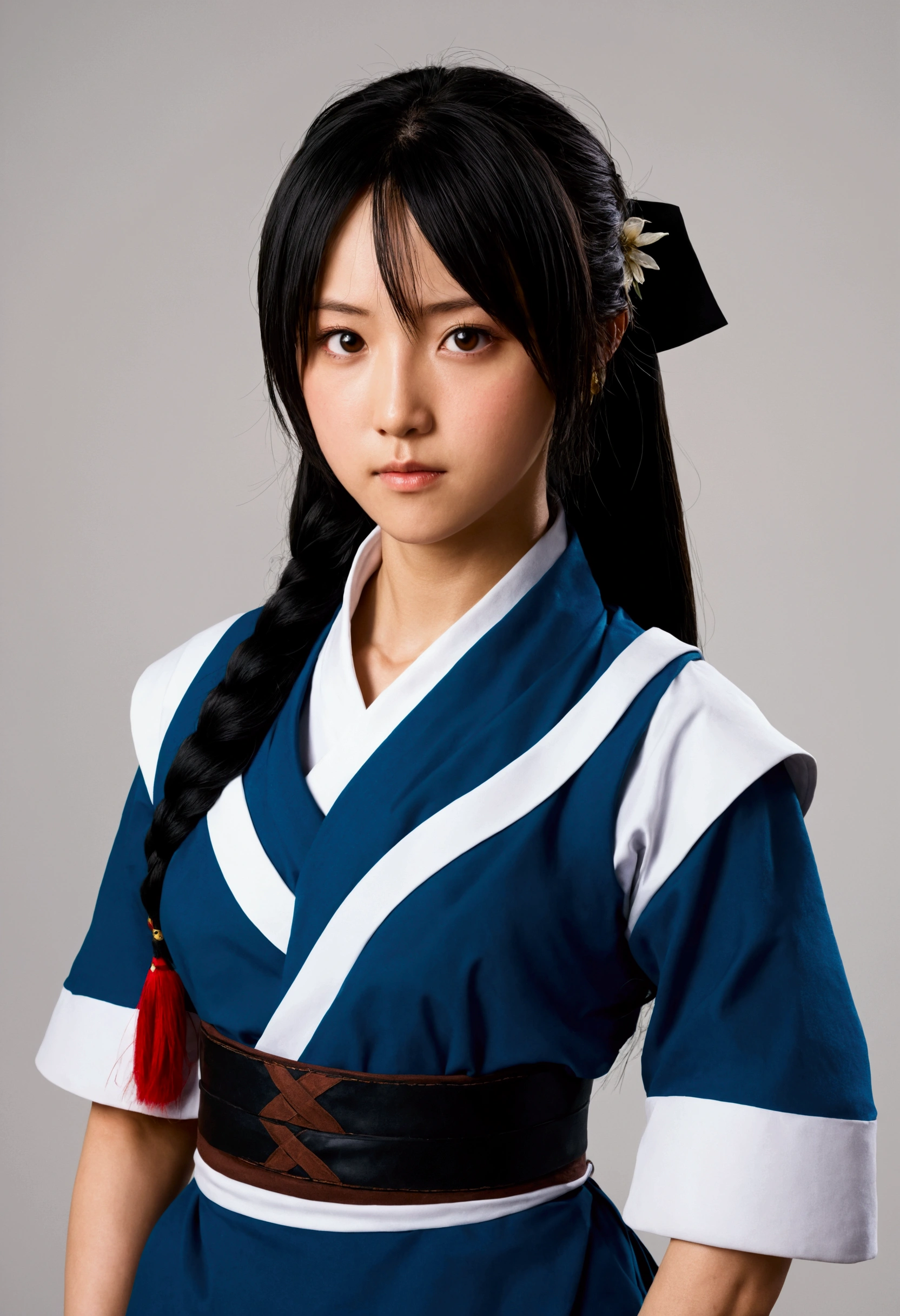 A character pictured like in an anime. She is a fighter, but wears traditional clothes. She's from the anime the apothecary diaries 