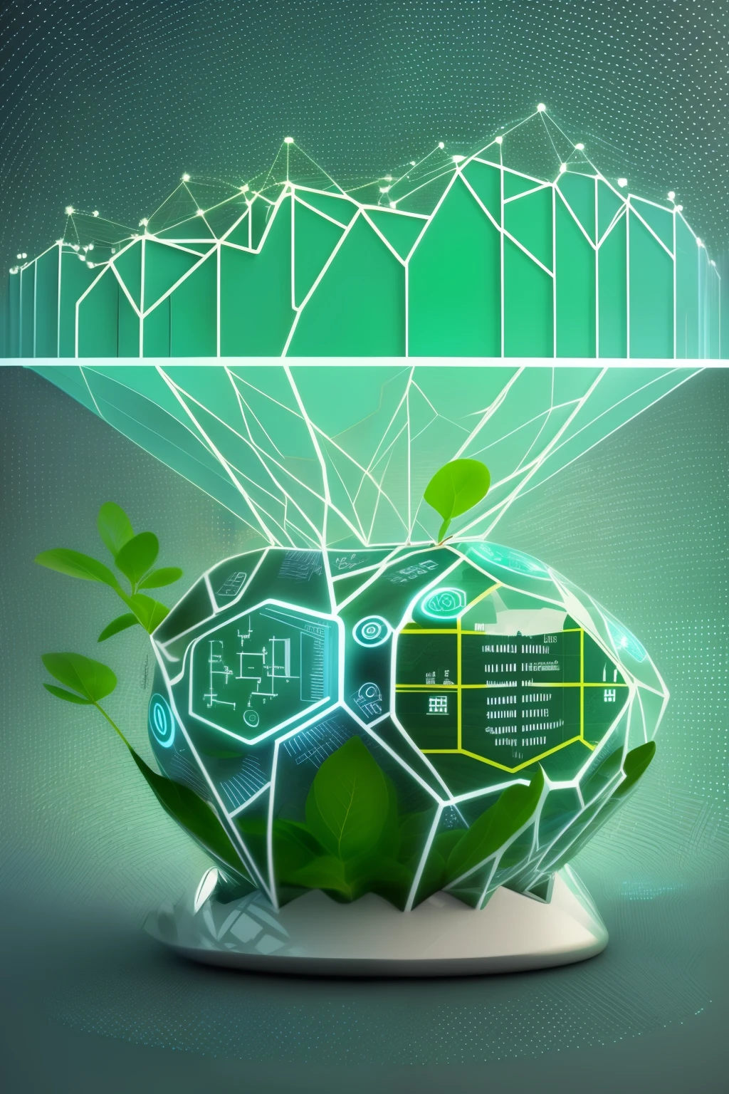 In this modern and captivating image, the concept of smart investments is beautifully depicted. The focal point is a sleek, high-tech table designed like a financial dashboard, complete with holographic Moedas and dynamic bottom-up charts representing growth trends. Surrounding this central hub are money pots, each nestling a sprouted plant symbolizing theReturn on Investment, or ROI, growing steadily.
The color palette intentionally leans towards shades of green and blue, embodying prosperity, stability, and confidence. The background features abstract patterns that mimic the circuitry of advanced technology, further strengthening the financial-tech fusion.
A clever visual