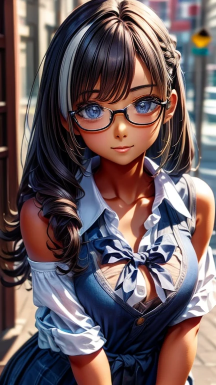 View your viewers,Leaning forward,(Random cute clothes),(Random Animation Pose),(Thin type),(Large Breasts),(Random Hairstyles),(Best image quality, (8k), Ultra-realistic, 最high quality, high quality, High resolution, high qualityの質感, Attention to detail, Beautiful details, Fine details, Highly detailed CG, Detailed Texture, Realistic facial expressions, masterpiece, in front),(Wear glasses:1.1)