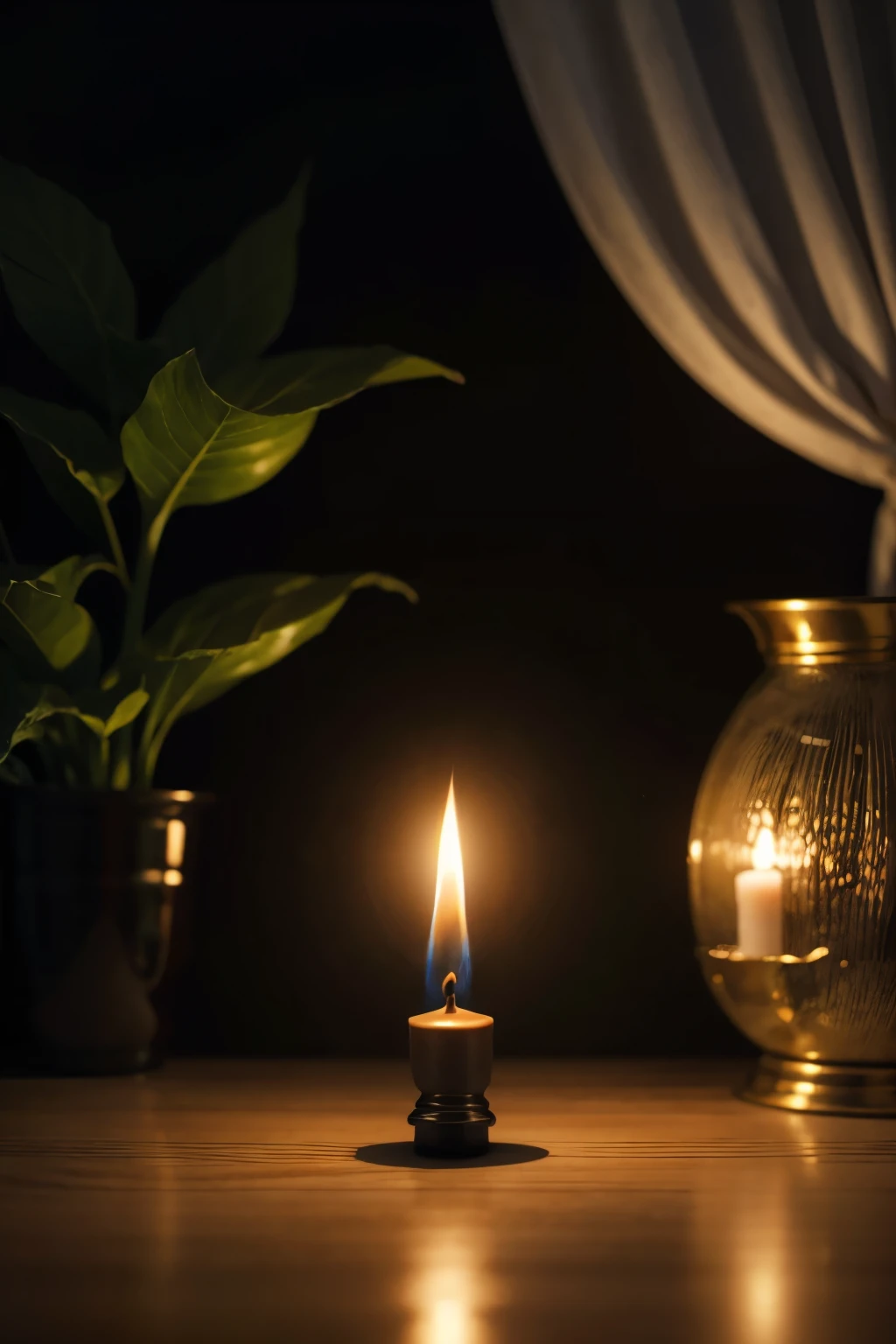 Candle illuminating the environment