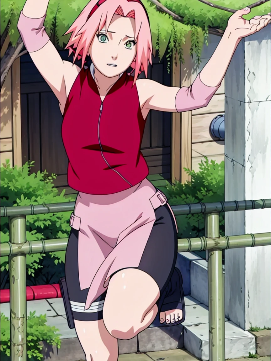 Sakura Haruno nude,wide hips,abdomen,sexy ,Show your armpits,jump,On the tree,IPST, naked,Torn shirt,full body,sleep, In the forest,open shirt,nipple