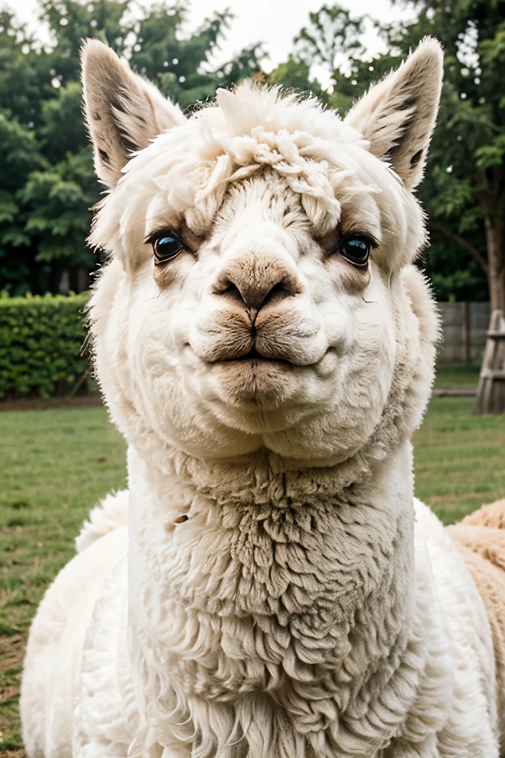 Create a hybrid being of a human and an alpaca