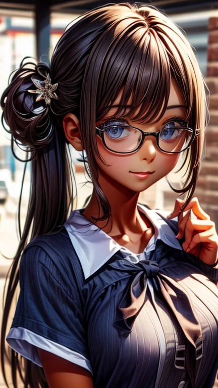 View your viewers,Leaning forward,(Random cute clothes),(Random Animation Pose),(Thin type),(Large Breasts),(Random Hairstyles),(Best image quality, (8k), Ultra-realistic, 最high quality, high quality, High resolution, high qualityの質感, Attention to detail, Beautiful details, Fine details, Highly detailed CG, Detailed Texture, Realistic facial expressions, masterpiece, in front),(Wear glasses:1.1)