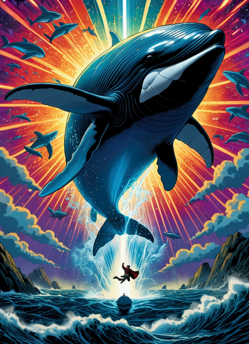 (Flying Whale), reaching the critical point of sky blue shown as sea blue fractal shapes blending together, in Ethereal Watercolor style, with dreamy washes, full body, award-winning, cinematic still, emotional, vignette, dynamic, vivid, (masterpiece, best quality, Professional, perfect composition, very aesthetic, absurdres, ultra-detailed, intricate details:1.3)