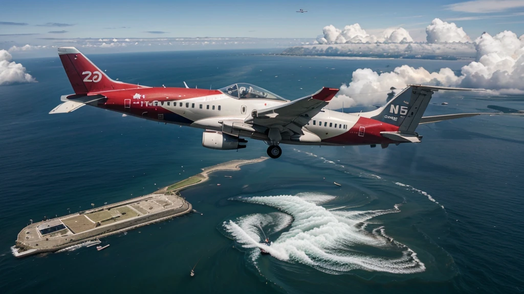 PICTURE OF A PLANE FLYING ATTACKING A MILITARY PORT UNTIL IT EXPLODED