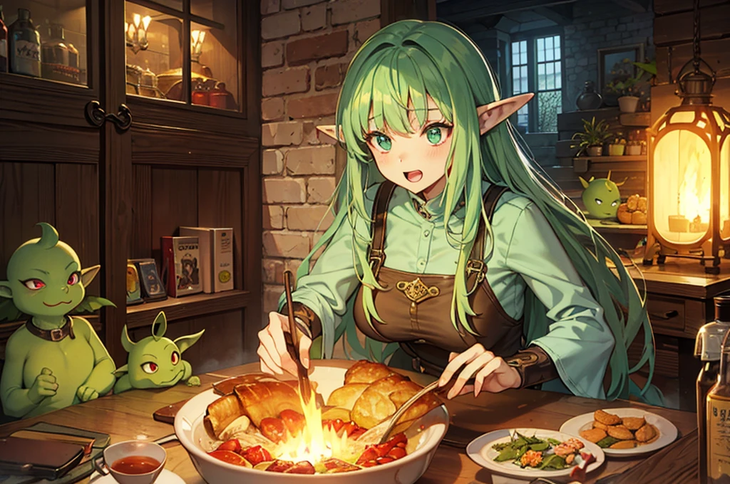 Group of Goblin Women, Medieval Anime Style, Adventurous, Light Green Skin