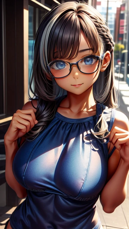 View your viewers,Leaning forward,(random cute swimsuits),(Random Animation Pose),(Thin type),(Large Breasts),(Random Hairstyles),(Best image quality, (8k), Ultra-realistic, 最high quality, high quality, High resolution, high qualityの質感, Attention to detail, Beautiful details, Fine details, Highly detailed CG, Detailed Texture, Realistic facial expressions, masterpiece, in front),(Wear glasses:1.1)
