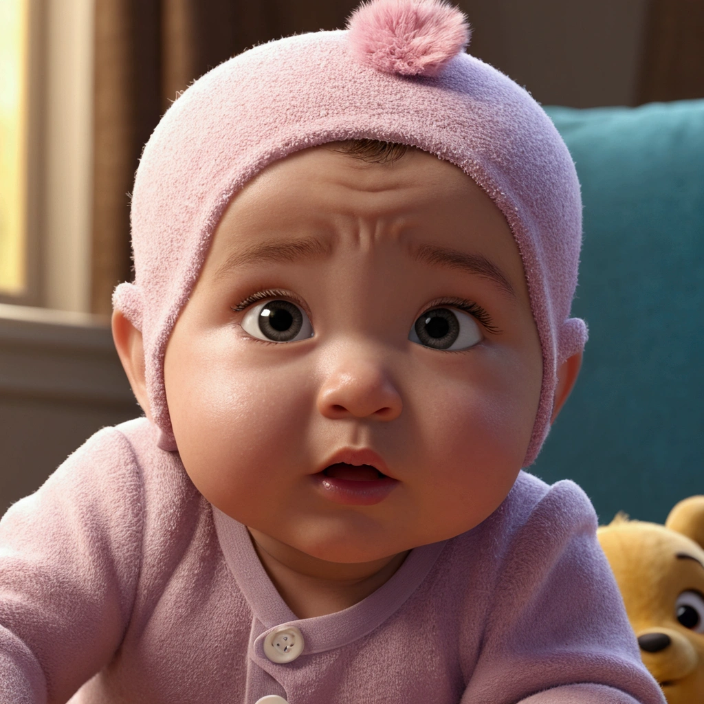 Create a cute baby, Disney, 3D, 8k