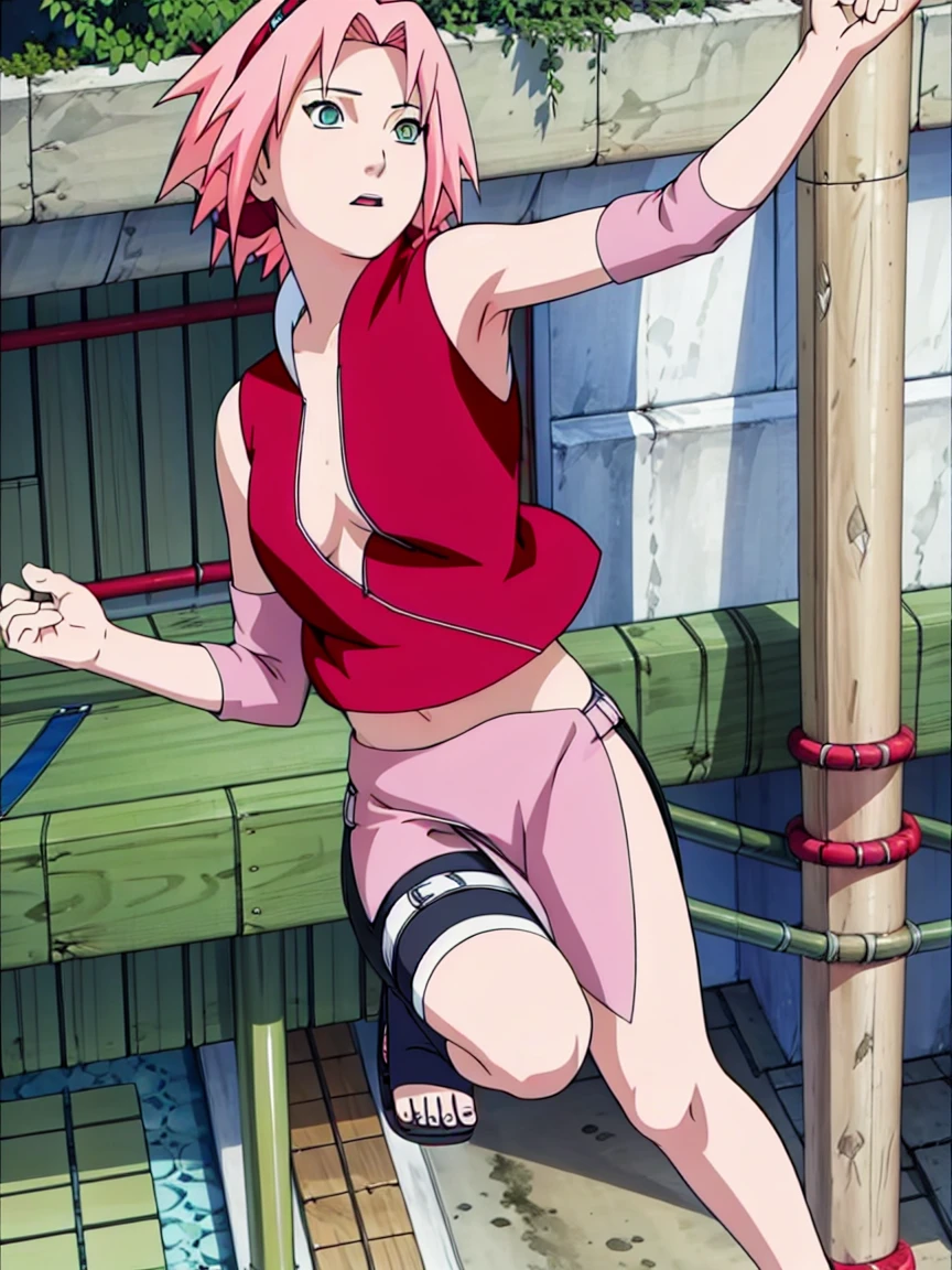 Sakura Haruno nude,wide hips,abdomen,sexy ,Show your armpits,jump,On the tree,IPST, naked,Torn shirt,full body,sleep, In the forest,open shirt,nipple