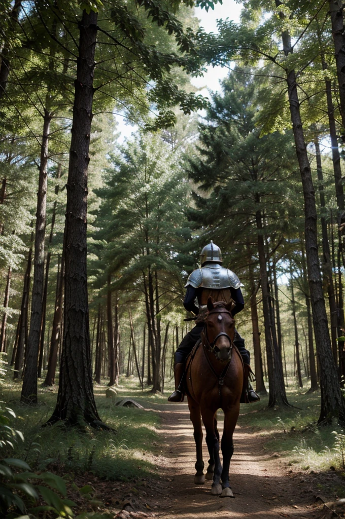 a forest with a knight