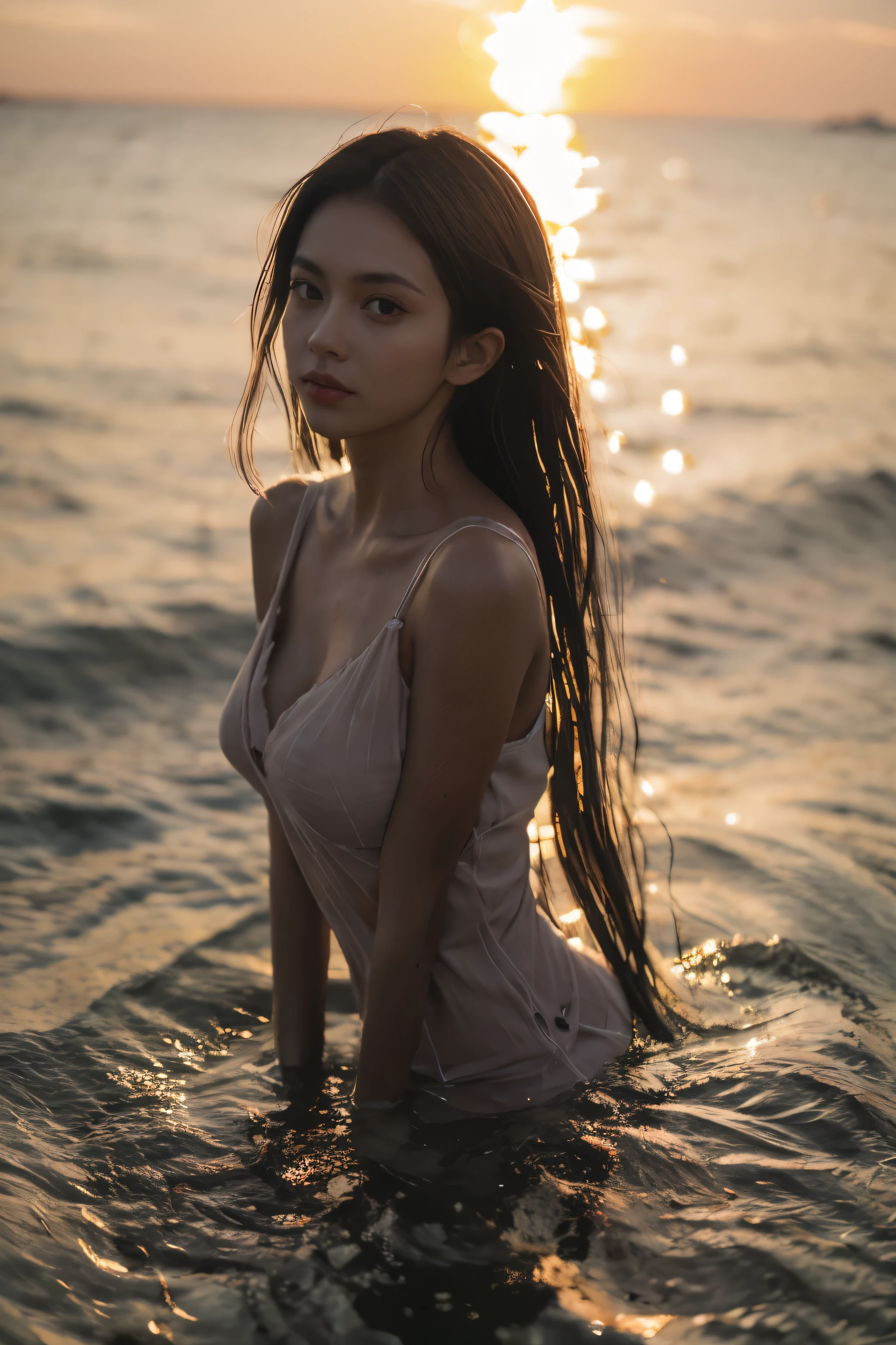 1 girl,3d,Chest,wet,looking at the audience,photoactual,actual,alone,