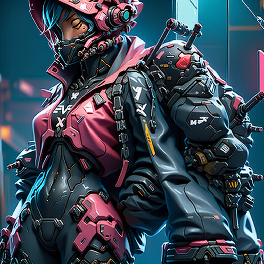 (masterpiece, best quality, ultra-detailed), mecha pilot woman, futuristic pilot suit, sleek and form-fitting with advanced protective gear, helmet with transparent visor and integrated HUD, short hair, determined expression, standing confidently in front of a large mecha in a seductive pose, one hand on her hip, the other slightly touching the mecha, cyberpunk cityscape in the background, neon lights reflecting off her suit, intricate mechanical details, holding a helmet under one arm, high-tech environment, cinematic lighting