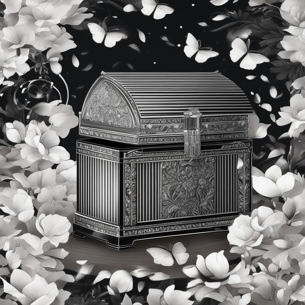 Music Box, High resolution, high quality, 最high quality, High resolution, high quality, Attention to detail, masterpiece, monotone, Background of dancing petals