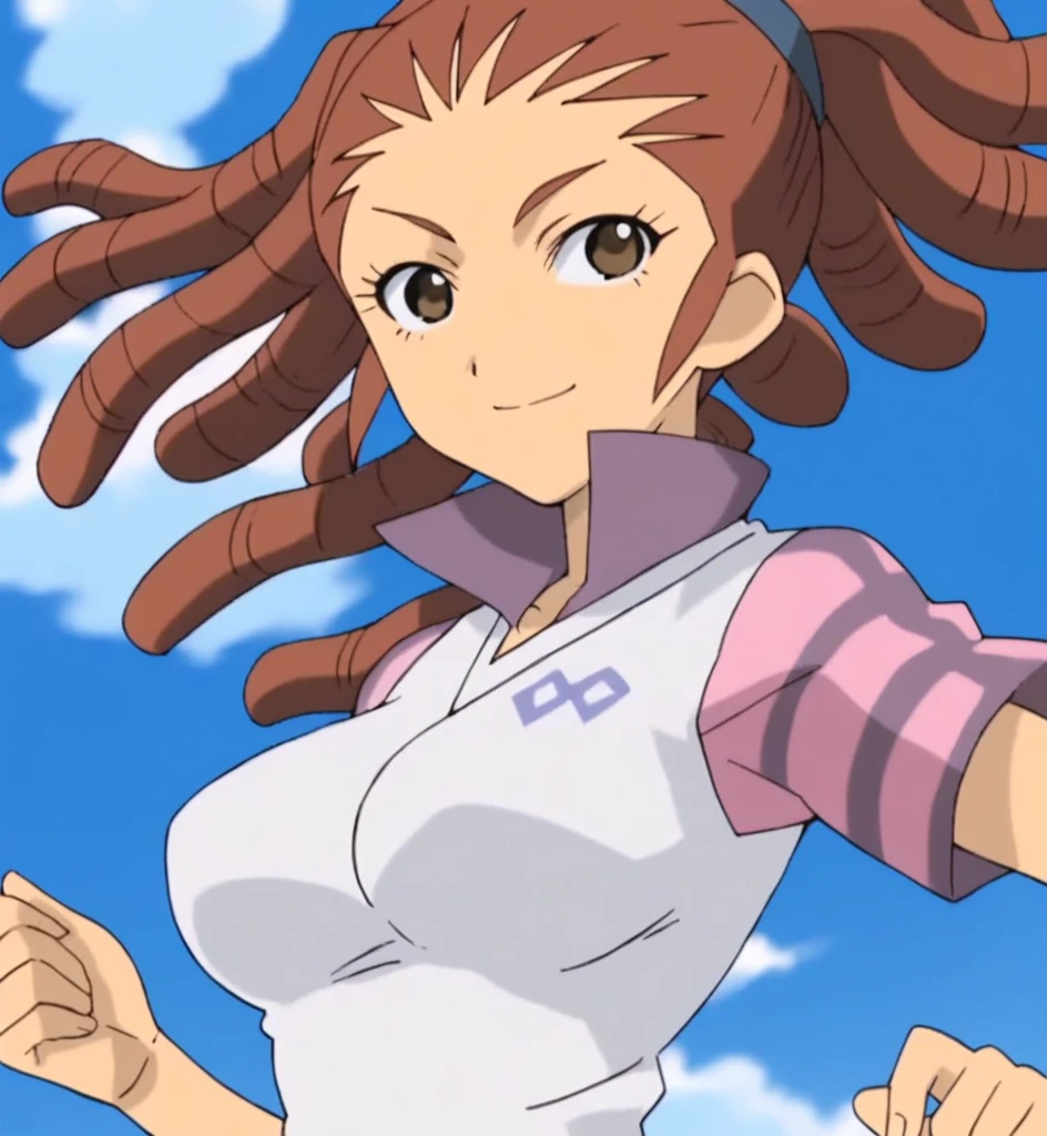 score_9, score_8_superior, score_7_superior, score_6_superior, score_5_superior, score_4_superior, sauce_anime, One girl, Midou Reika, Dreadlocks, Long Hair, High Ponytail, Brown eyes, Pause, smile, View your viewers, 　Big Breasts　ballerina　ballet　Anne O　heart　Infatuated　Dance Together