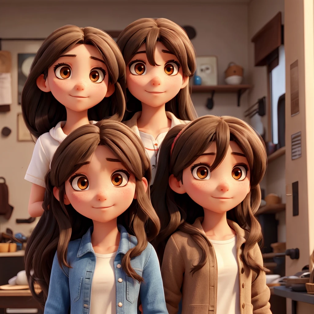 A couple, a girl with long black hair, light brown eye color 