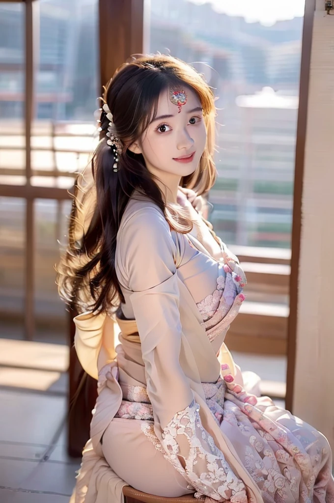 Highly detailed CG Unity 8K wallpaper, With the highest quality, (UHD:1.2,32k), (face detailed:1.2), super detailed, Master Piece, Realistic, photograph realistic, extremely detailed cute girl, 25 years old, blush , Round eyes, small breasts , cleavage, looking viewer,((full-body shot:1.2)) , (Indian saree:1.4), (sitting in the temple:1.2), (outdoor:1.1), (Dynamic Pose), (DSLR photo), ((f/11 Sony A7S 135mm)), (Realistic Skin tone),(nsfw:1.4)