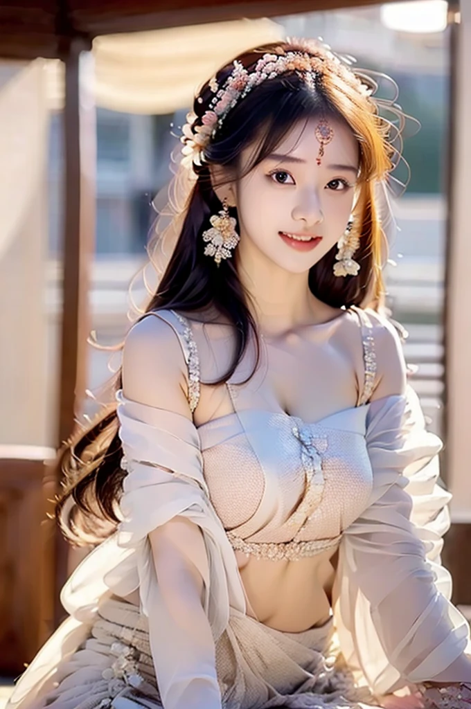Highly detailed CG Unity 8K wallpaper, With the highest quality, (UHD:1.2,32k), (face detailed:1.2), super detailed, Master Piece, Realistic, photograph realistic, extremely detailed cute girl, 25 years old, blush , Round eyes, small breasts , cleavage, looking viewer,((full-body shot:1.2)) , (Indian saree:1.4), (sitting in the temple:1.2), (outdoor:1.1), (Dynamic Pose), (DSLR photo), ((f/11 Sony A7S 135mm)), (Realistic Skin tone),(nsfw:1.4)