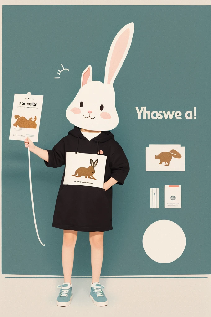 Illustration of a rabbit holding a white sign