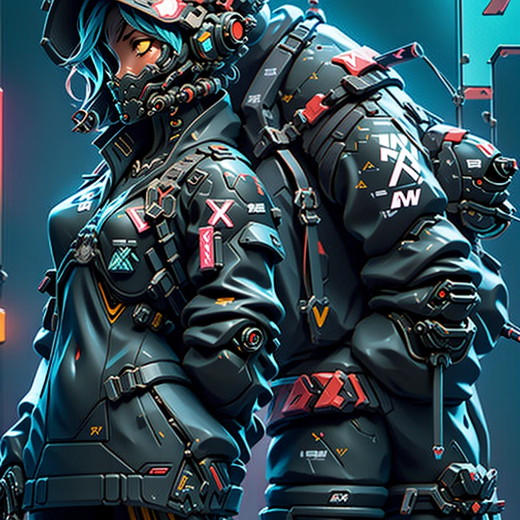 (masterpiece, best quality, ultra-detailed), mecha pilot woman, futuristic pilot suit, sleek and form-fitting with advanced protective gear, helmet with transparent visor and integrated HUD, short hair, determined expression, break standing confidently in front of a large mecha in a seductive pose, one hand on her hip, the other slightly touching the mecha, holding a helmet under one arm, break the pilot stands in front of a mecha, break large mecha with intricate mechanical details, break cyberpunk cityscape in the background, neon lights reflecting off her suit, high-tech environment, cinematic lighting