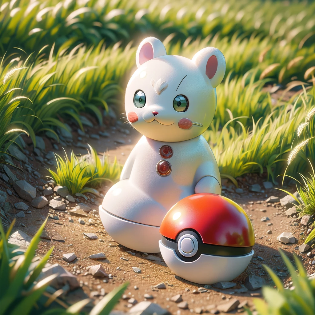 (figure, Highest quality, masterpiece, Official Art:1.1), Pokéball, Grass floor