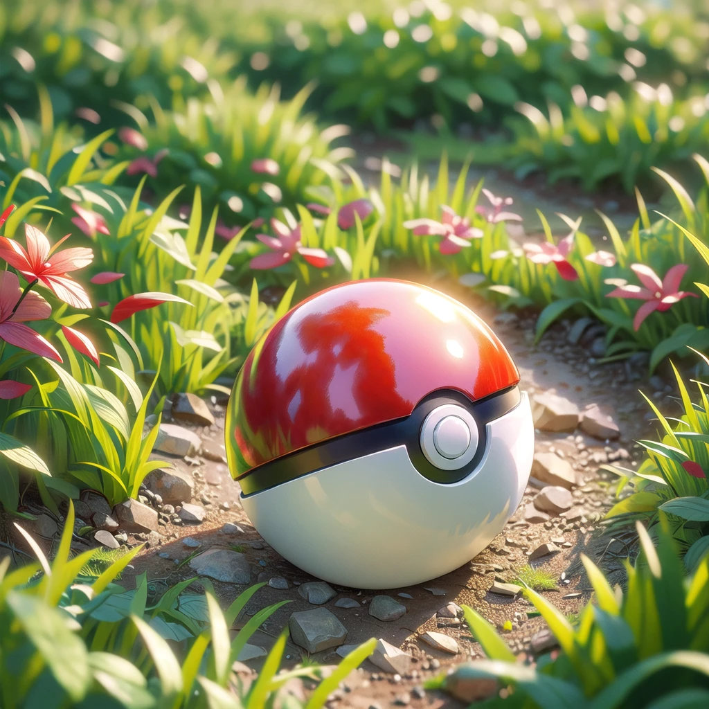 (figure, Highest quality, masterpiece, Official Art:1.1), Pokéball, Grass floor