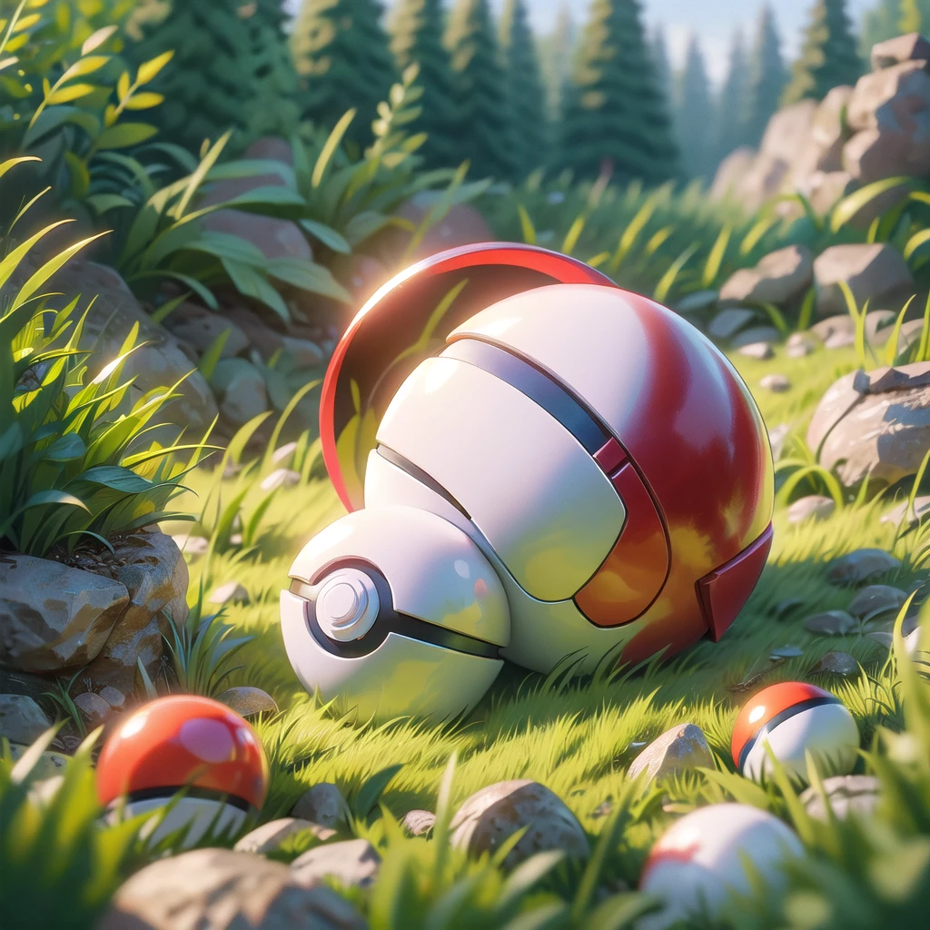 (figure, Highest quality, masterpiece, Official Art:1.1), Pokéball, Grass floor