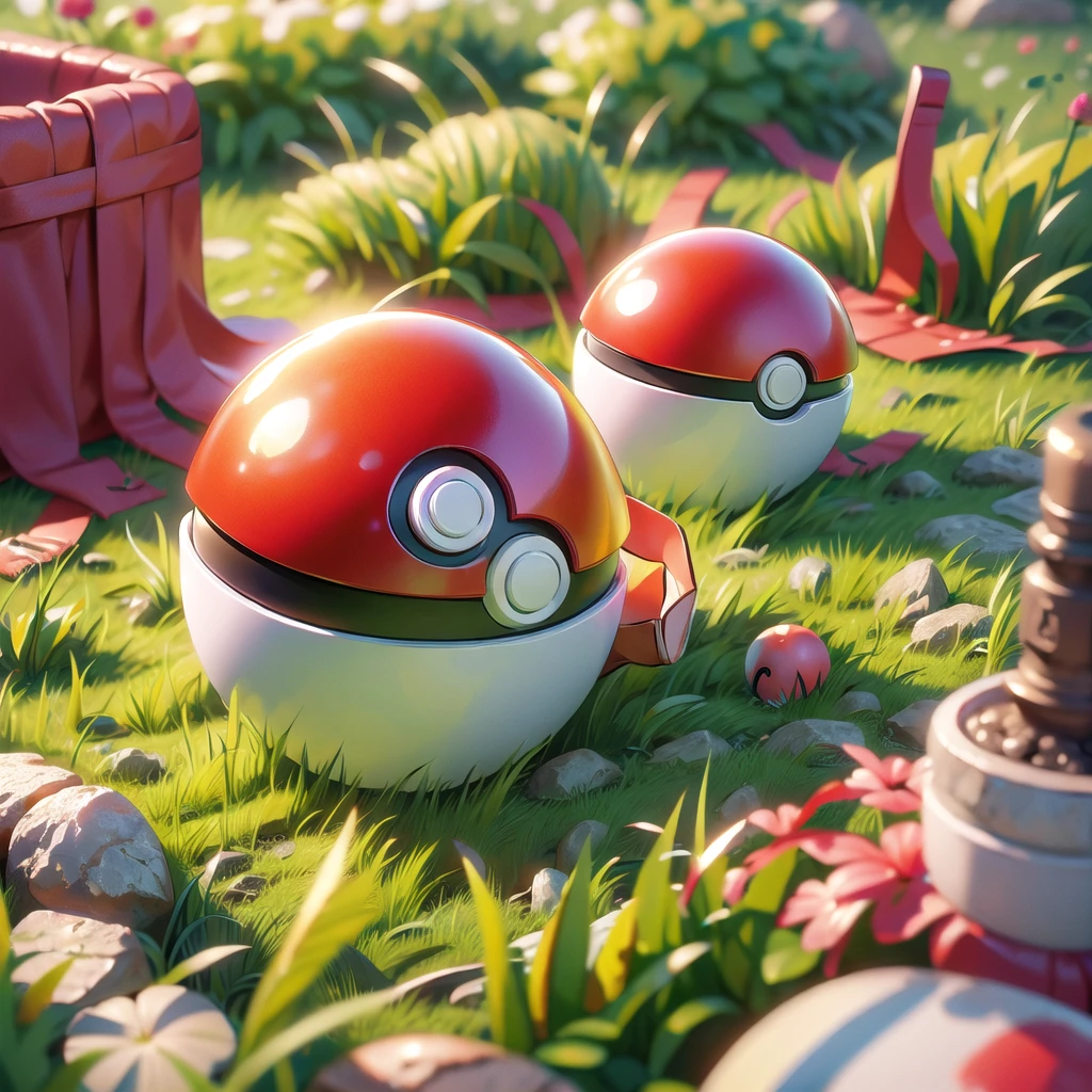 (figure, Highest quality, masterpiece, Official Art:1.1), Pokéball, Grass floor