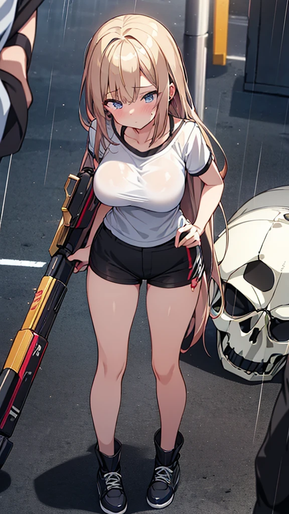 nsfw,(masterpiece, top quality, best quality, official art, beautiful and aesthetic:1.2), (1girl, cute,short body:1.2), extreme detailed, colorful, highest detailed ((ultra-detailed)), (highly detailed CG illustration), ((an extremely delicate and beautiful)),(8k quality, ultimate shiny skin, detailed skin, ultimate detalled face),(indoors, monitor room, syber room, no window room, completely nude, sobbing, cry, blonde hair, straight hair, long hair, huge breasts, light particles, depth of field, sparkle, bokeh, dappled light:1.5), (huge mechanical dildo, vaginal object insertion:1.4), (cable, sex machine, cable stabbed nipple, wire, industrial pipe:1.5), bound, bound wrists, bound arms, bound legs, chain bdsm, stationary restraints, spread arms, solo focus, pussy juice stain, pussy juice trail, (gloom, vaginal blood out:1.2), (orgasm, cable:1.5), green eyes