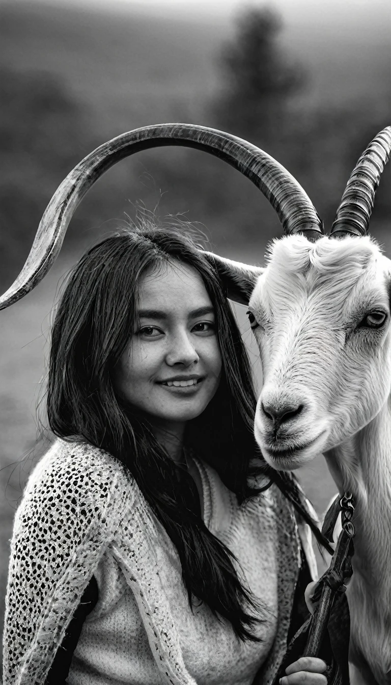Woman with goat horn