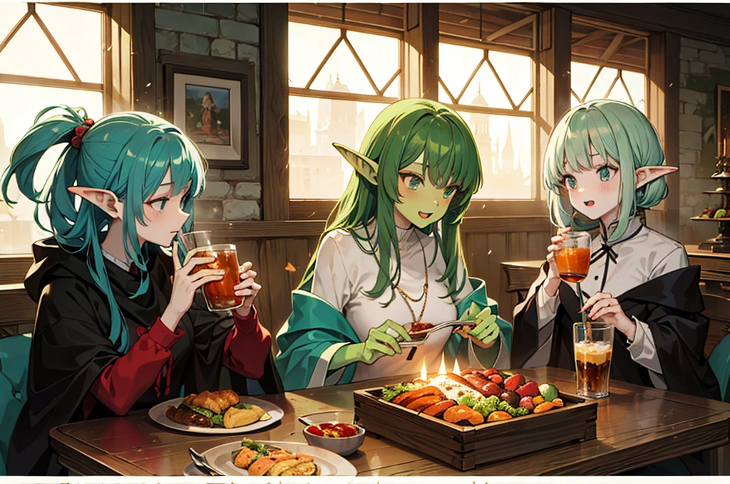 Group of Goblin Women, Medieval Anime Style, Adventurous, Light Green Skin