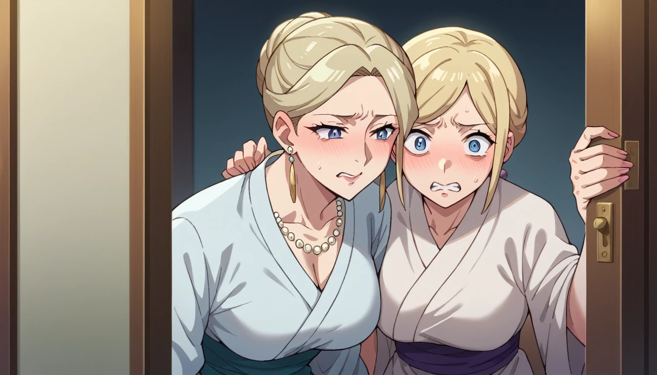 （((Humiliation Game))),Anime Style,Girl,Aristocratic Woman,Blonde Medium Long,Eye color is blue,Mother and daughter,２８Old mother,１２Year-old daughter,Mother and daughterをレイプ,Mother and daughterとセックス,Forced sex