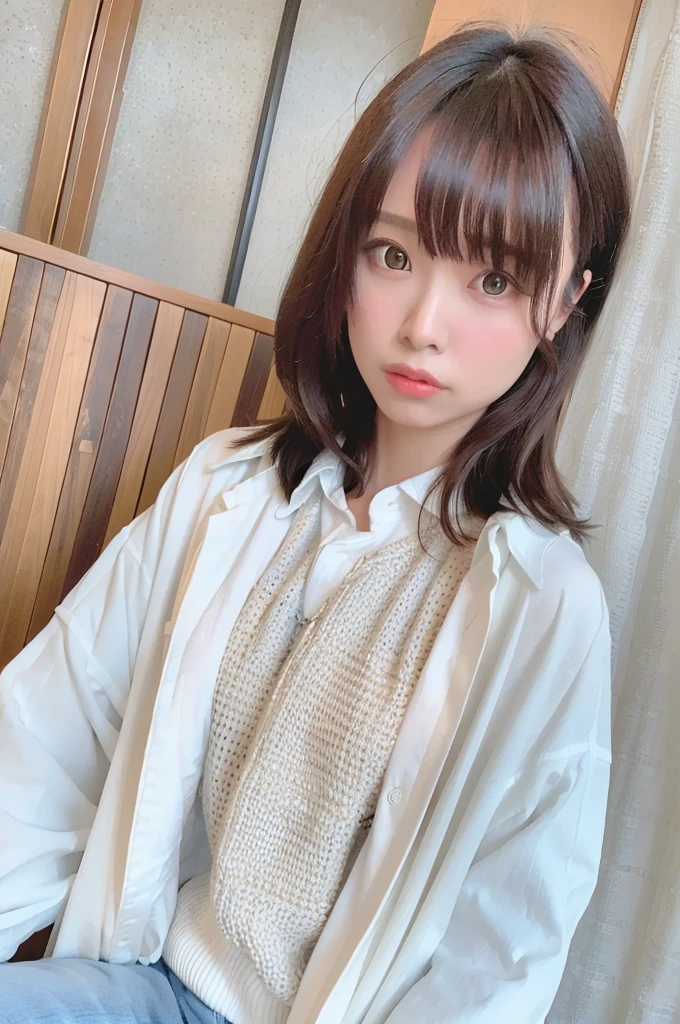best quality, ultra high res, (photorealistic:1.4), oversized jacket, white shirt, 