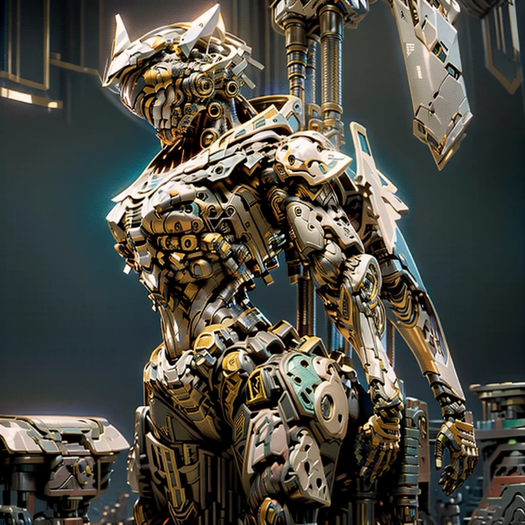 (RAW shooting, Photoreal:1.5, 8K, highest quality, masterpiece, ultra high resolution), perfect dynamic composition:1.2, futuristic pilot suit, sleek and form-fitting with advanced protective gear, helmet with transparent visor and integrated HUD, short hair, determined expression, break standing confidently in front of a large mecha in a seductive pose, one hand on her hip, the other slightly touching the mecha, holding a helmet under one arm, break large mecha with intricate mechanical details, break cyberpunk cityscape in the background, neon lights reflecting off her suit, high-tech environment, cinematic lighting