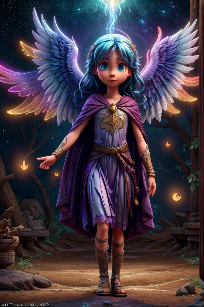 a man in angel clothes, spiritual dimension, colorful sky, universe with stars, enchanted energy, beings of light flying in sky with stars and birds, mystical energy, (best quality,4k,8k,highres,masterpiece:1.2),ultra-detailed,(realistic,photorealistic,photo-realistic:1.37),detailed eyes,detailed face,hyper detailed,intricate details,dramatic lighting,cinematic,spiritual,fantasy,concept art,vivid colors,glowing,ethereal,magical