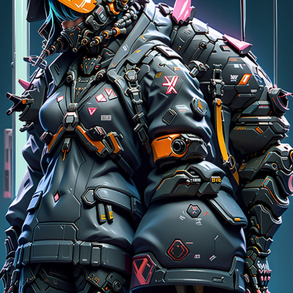 (RAW shooting, Photoreal:1.5, 8K, highest quality, masterpiece, ultra high resolution), perfect dynamic composition:1.2, futuristic pilot suit, sleek and form-fitting with advanced protective gear, helmet with transparent visor and integrated HUD, short hair, determined expression, break standing confidently in front of a large mecha in a seductive pose, one hand on her hip, the other slightly touching the mecha, holding a helmet under one arm, break large mecha with intricate mechanical details, break cyberpunk cityscape in the background, neon lights reflecting off her suit, high-tech environment, cinematic lighting