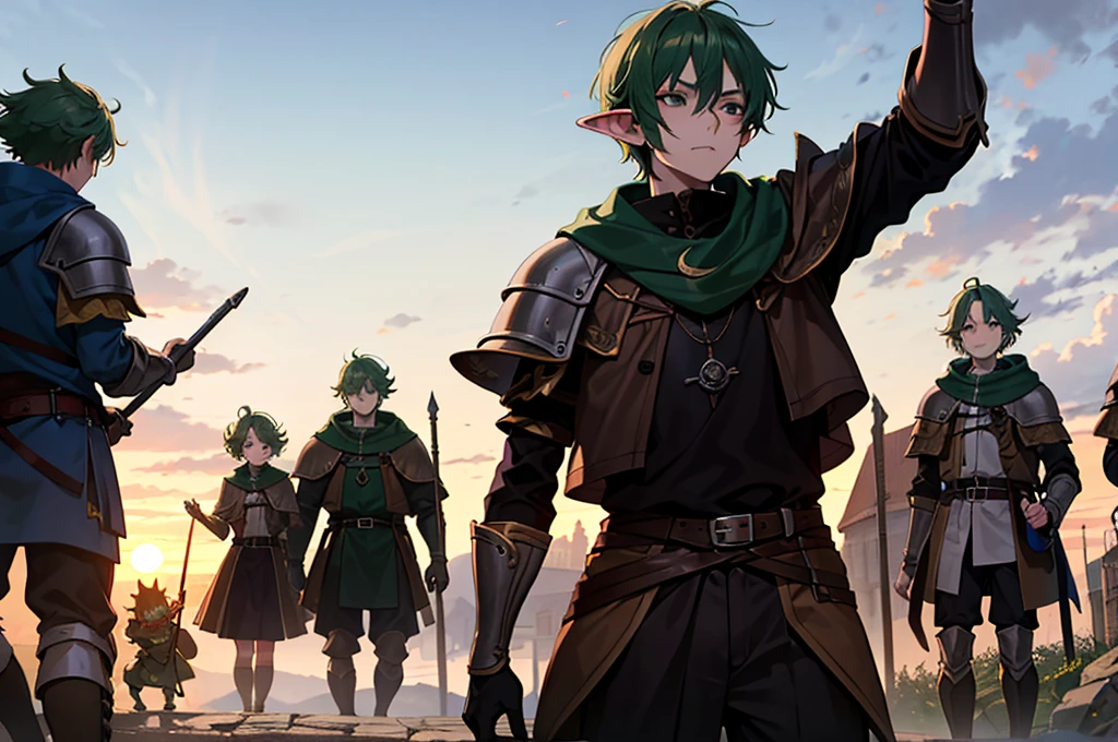 Group of Goblin Men, Medieval Anime Style, Warriors, Green Skinned