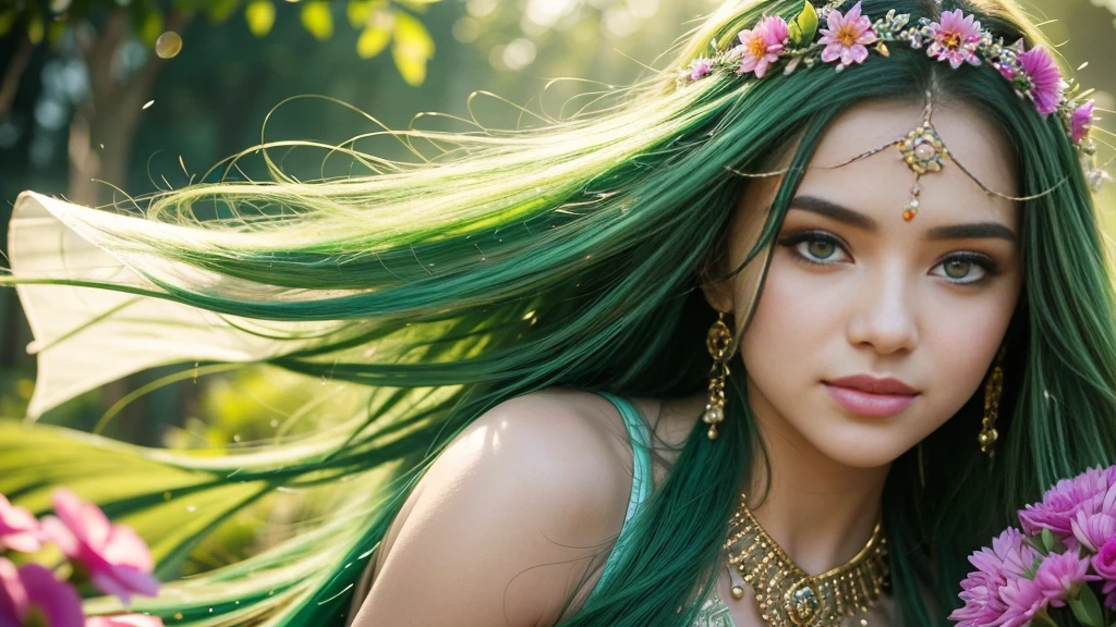 dancing joyful girl,1girl,beautiful face,beautiful detailed eyes,beautiful detailed lips,extremely detailed eyes and face,longeyelashes,dancing pose,colorful flowers,lush green garden,sunlight,vibrant colors,beautiful lighting,cinematic,dramatic,wideshot,intricate details,elegant,dreamlike,ethereal,mystical