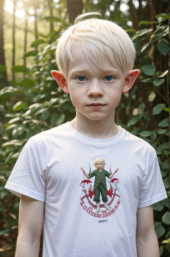 Albino elf boy in t-shirt