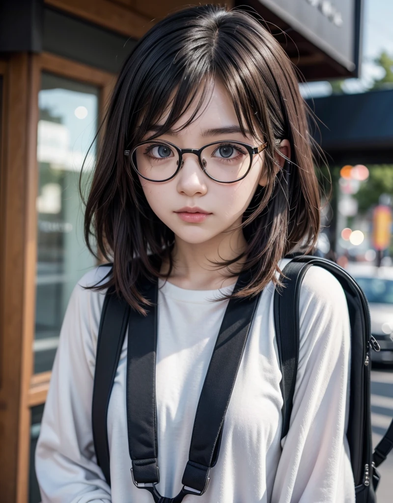 anime girl with glasses and a backpack looking at her phone, as anime character, em anime styling, anime moe art style, no anime styling, hagrid in Cute anime style, anime styling sutil, modern anime style, anime styling semi-realista, personagem de anime styling, Cute anime style, male anime style, anime styling, with glasses, with short hair, without glasses